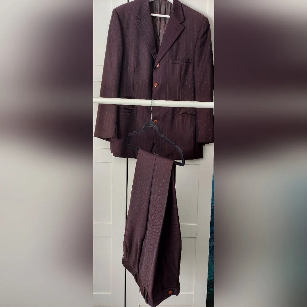 4,500 GIANNI VERSACE MEDUSA MEN'S SUIT BROWN BLUE R42 W37